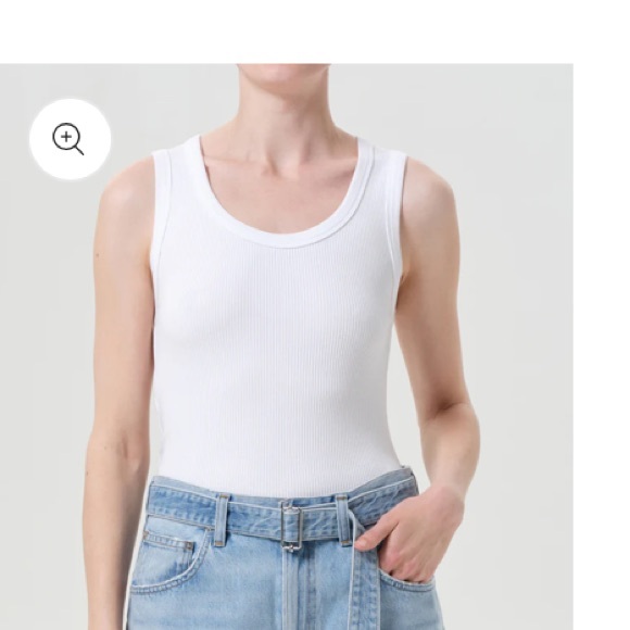 AGOLDE POPPY TANK IN WHITE organic cotton rib fabric tank - Picture 1 of 7